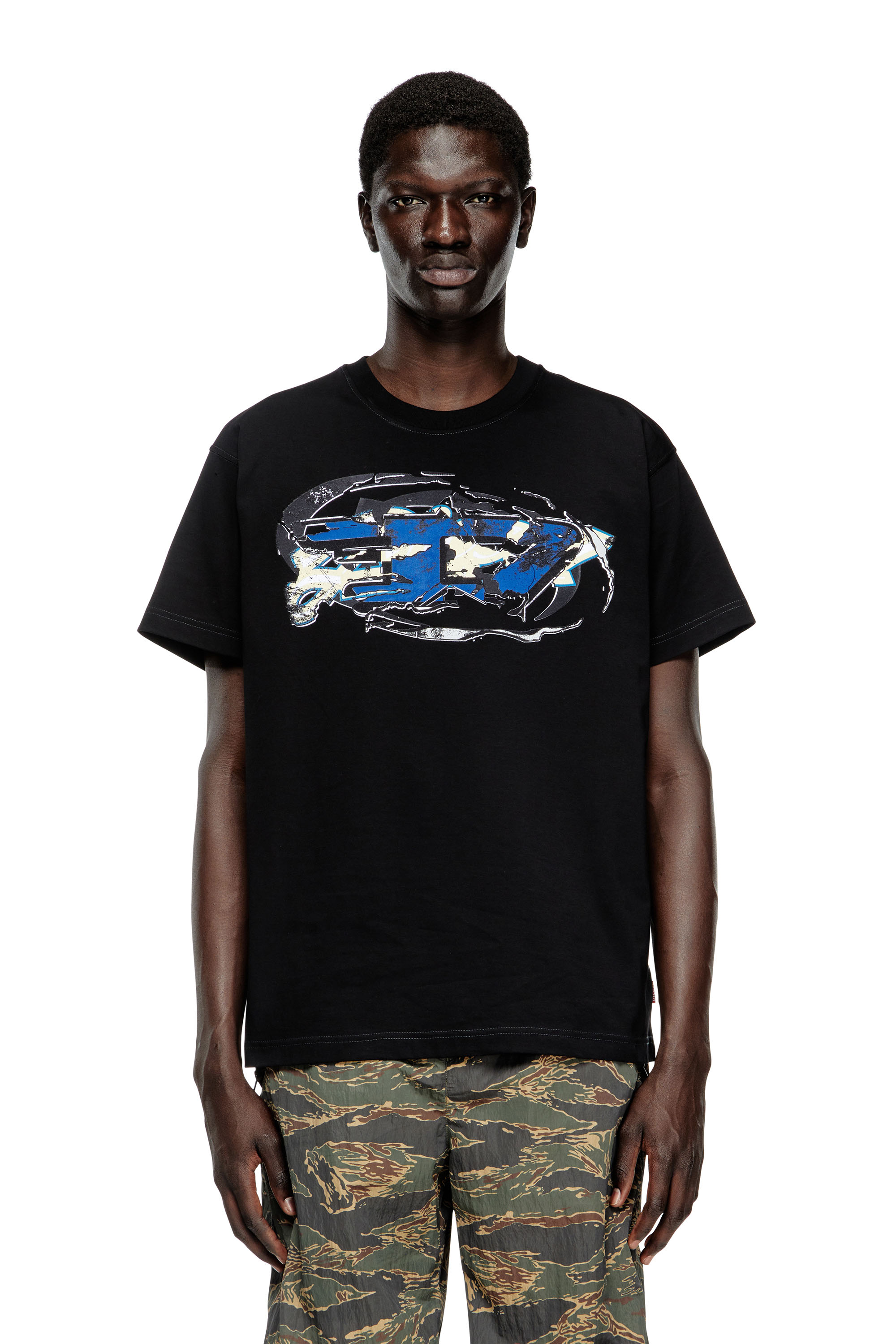 Diesel - T-NORM-T11, Man's T-shirt with Oval D logo in Black - 3