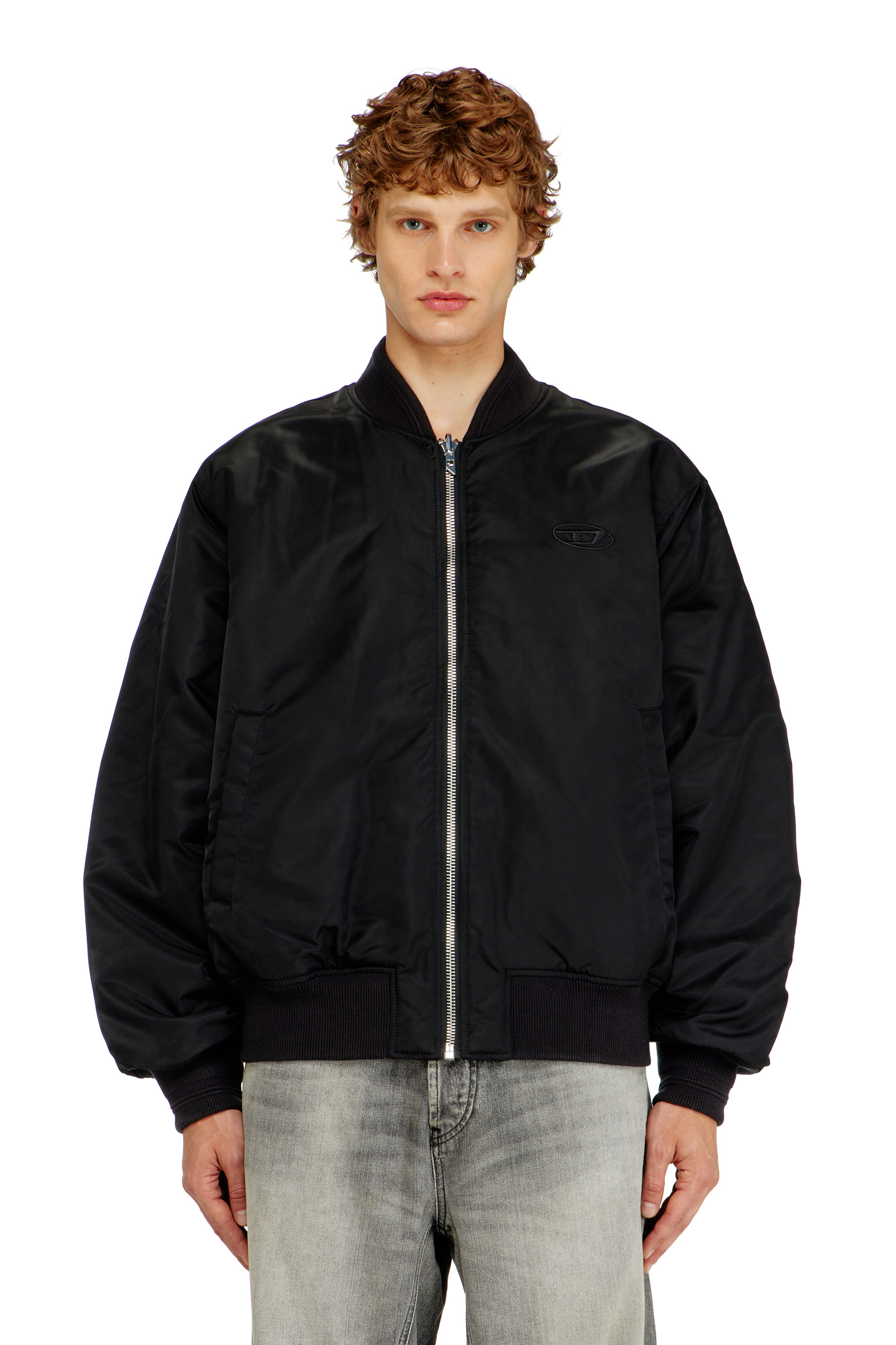 Diesel - W-TYPE-D1, Man's Padded bomber jacket with Oval D embroidery in Black - 3