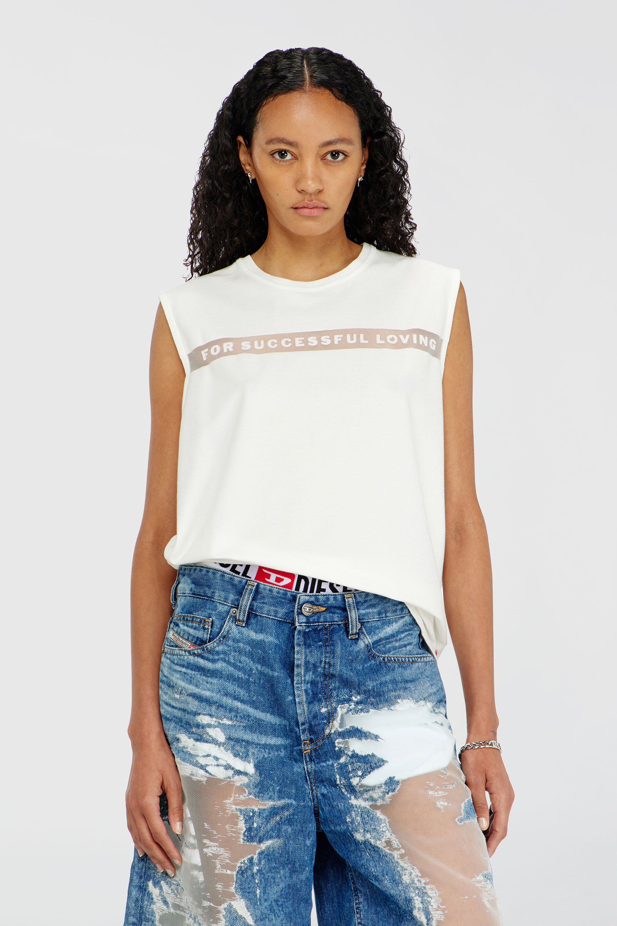 Diesel - PR-T-NORM-BISC-MATI-R, Unisex's Tank top with For Successful Loving logo in White - 1