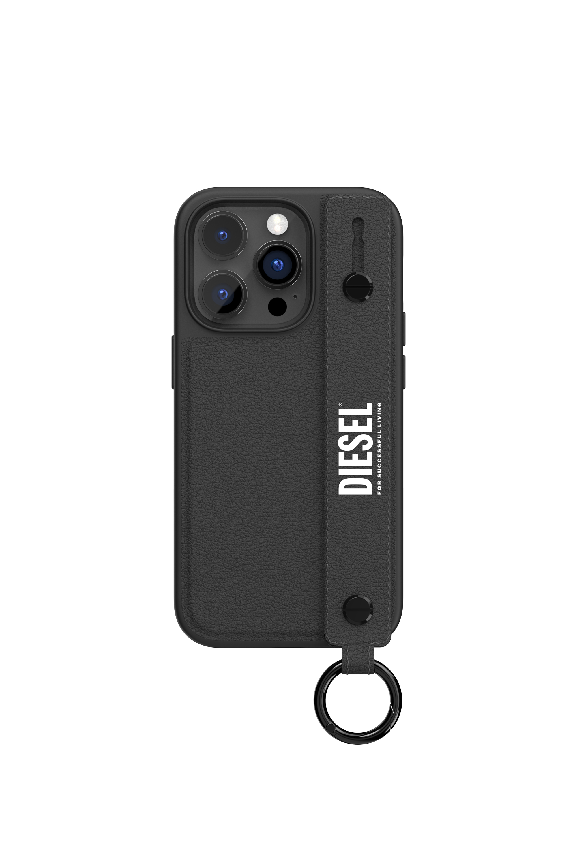 Diesel - 50284 MOULDED CASE, Unisex's Leather handstrap case for iPhone 14 Pro in Black - 4