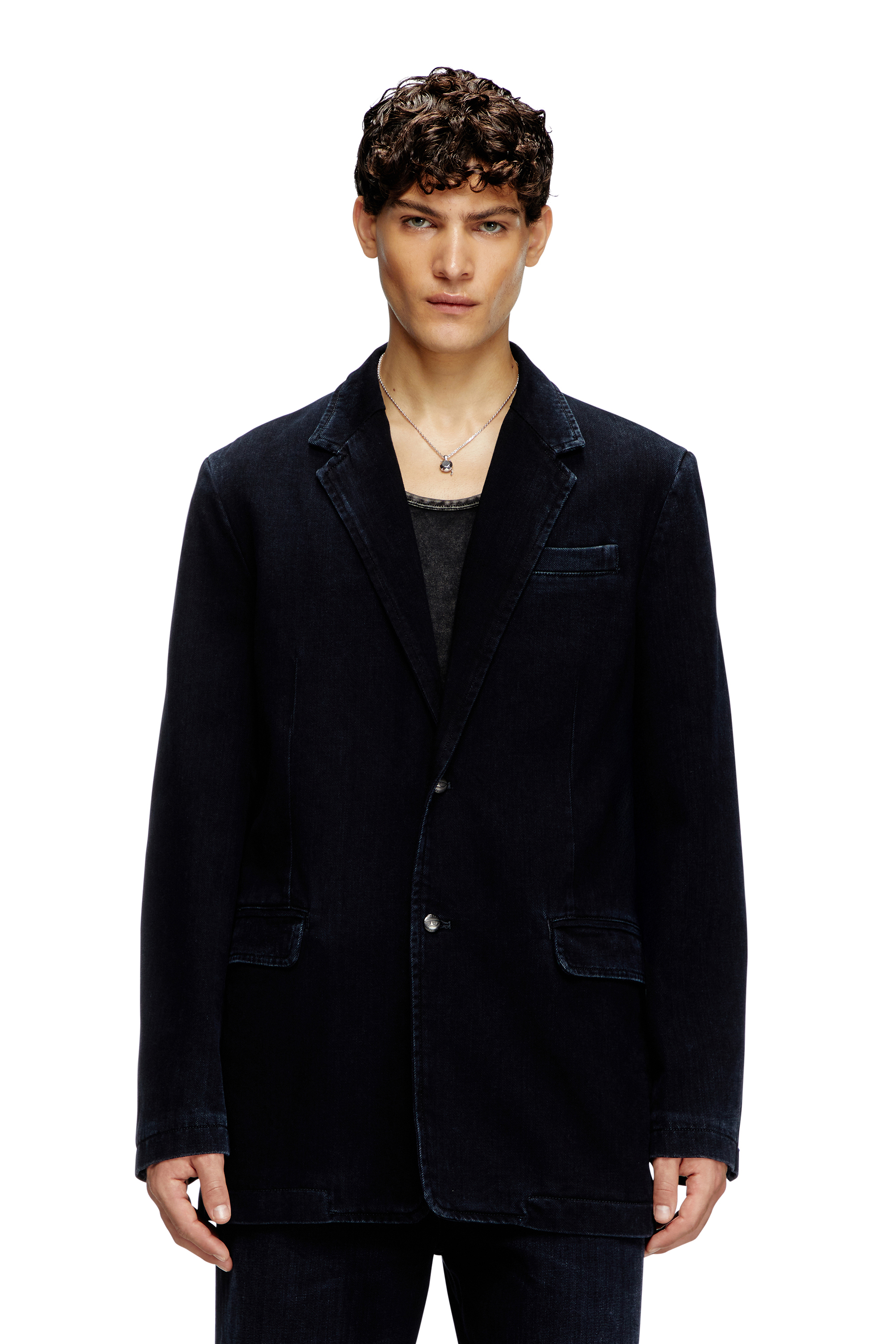 Diesel - D-REGER-D, Unisex's Blazer in lightly treated denim in Dark Blue - 3