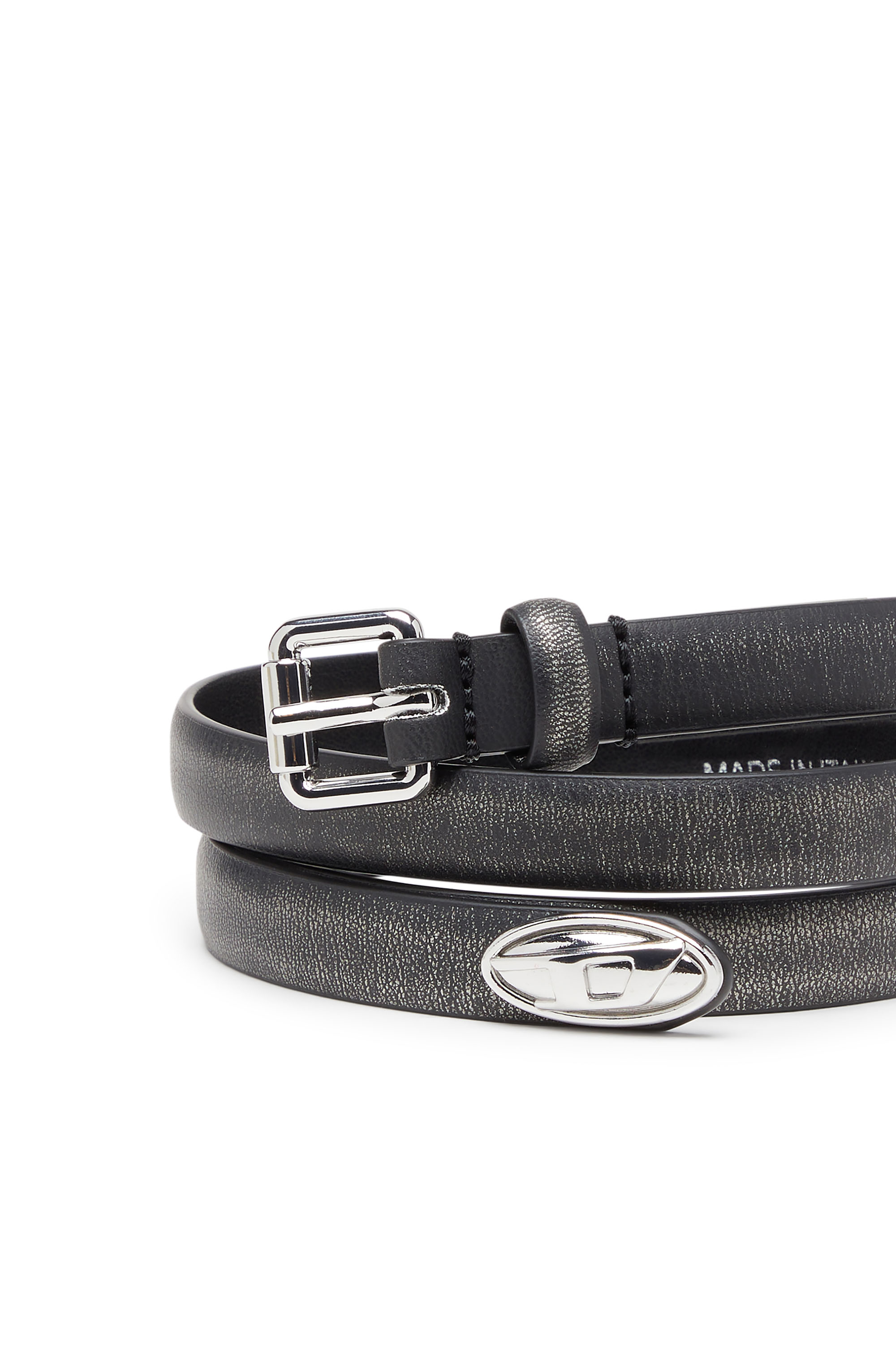 Diesel - B-DD-TIP, Woman's 1.4cm belt with slim buckle in Black/Silver - 3