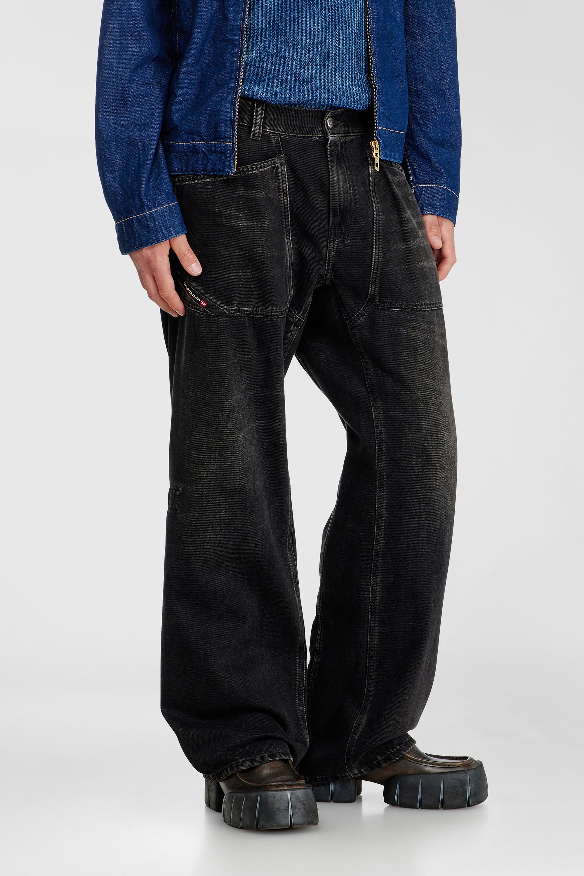 Diesel - Man's Relaxed Jeans D-Zeta 09J96, Black/Dark grey - 7