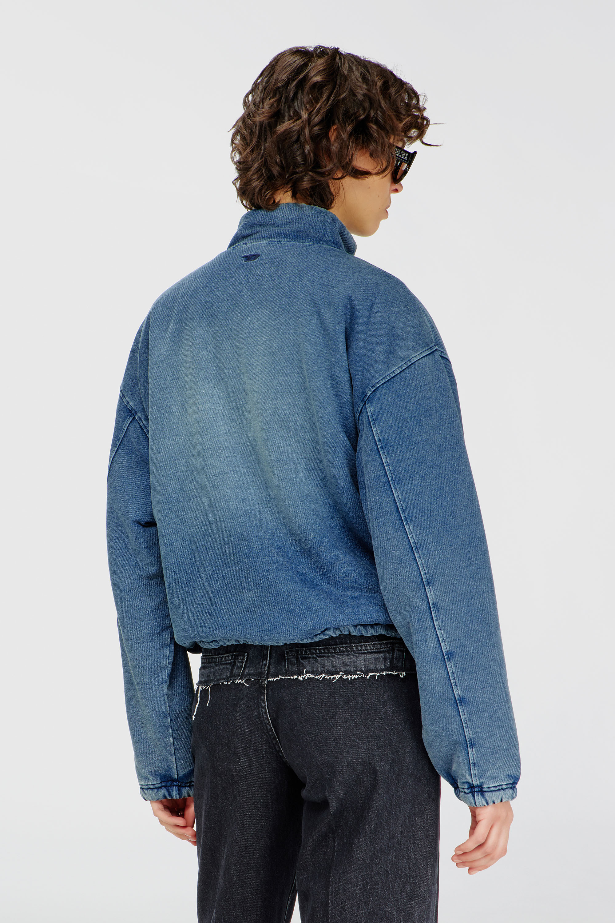 Diesel - G-LEAMY, Woman's Sweat jacket with denim effect in Medium blue - 4