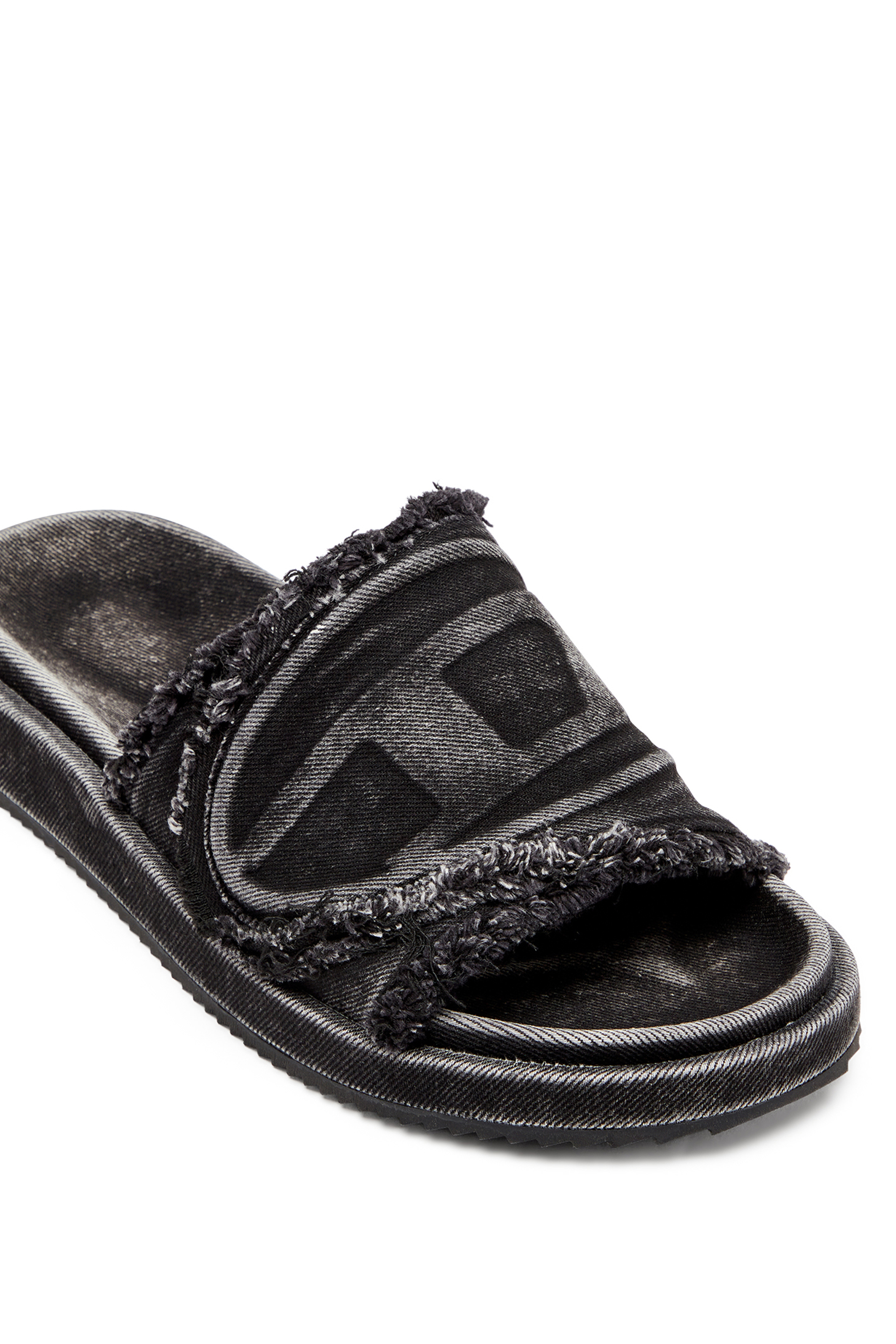 SA-SLIDE D OVAL, Black Diesel - SA-SLIDE D OVAL, Unisex's Sa-Slide D-Distressed denim slides in Black - 6