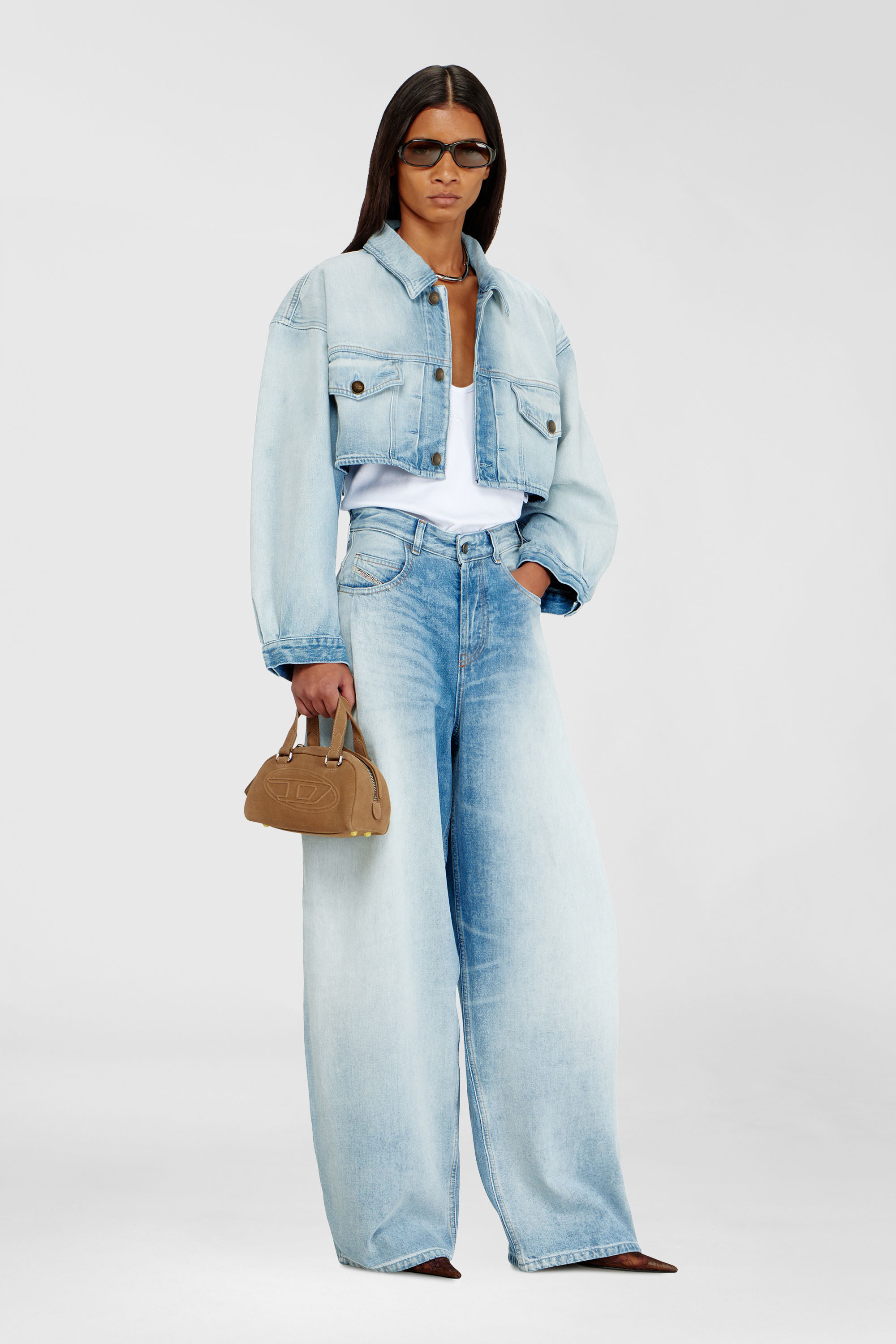 Diesel - 1DR DOME CROSSBODY, Unisex's 1DR Dome-Suede small bowling bag in Beige - 1