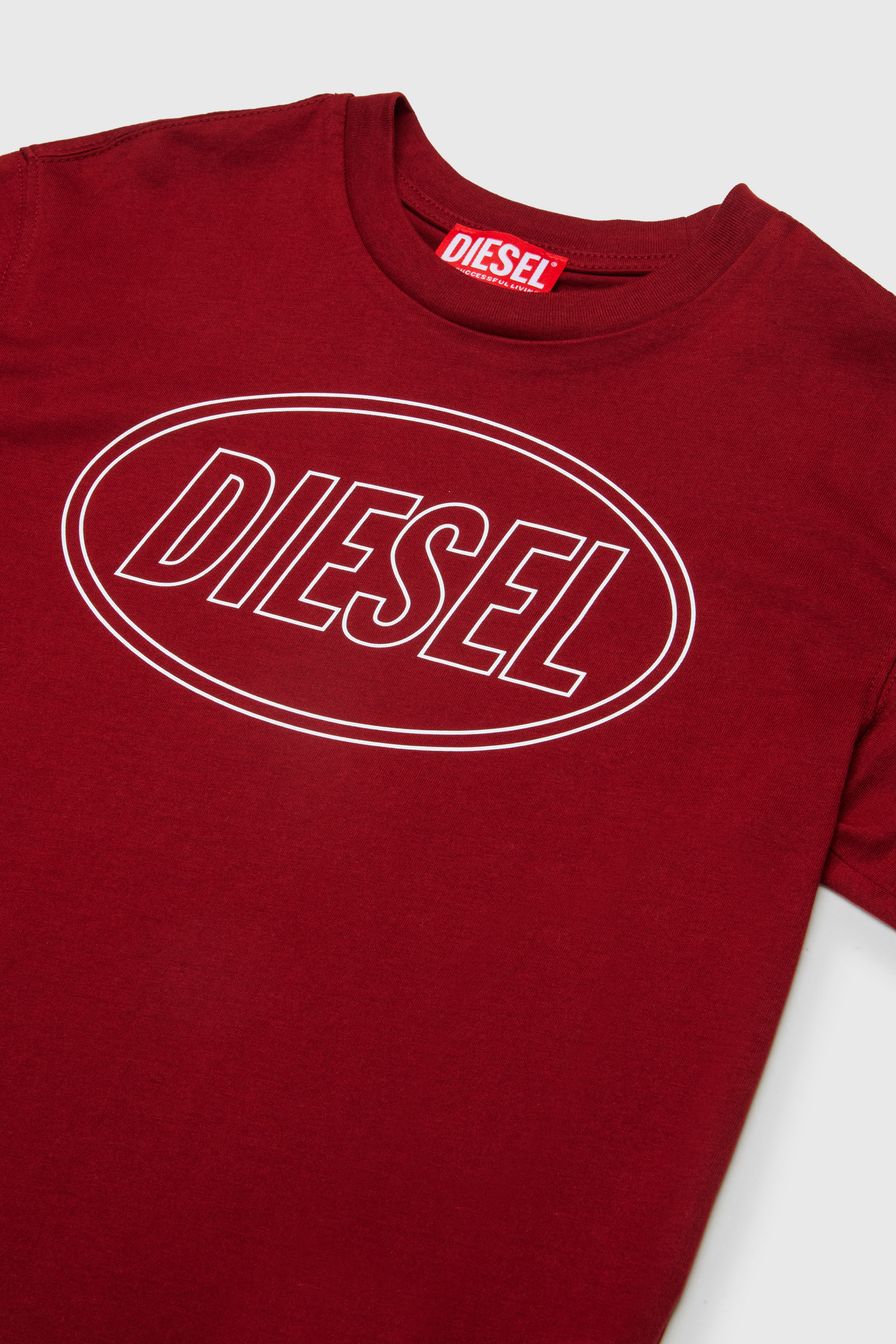 Diesel - TCIRCLE OVER, Man's Cotton T-shirt with Diesel print in Red - 3