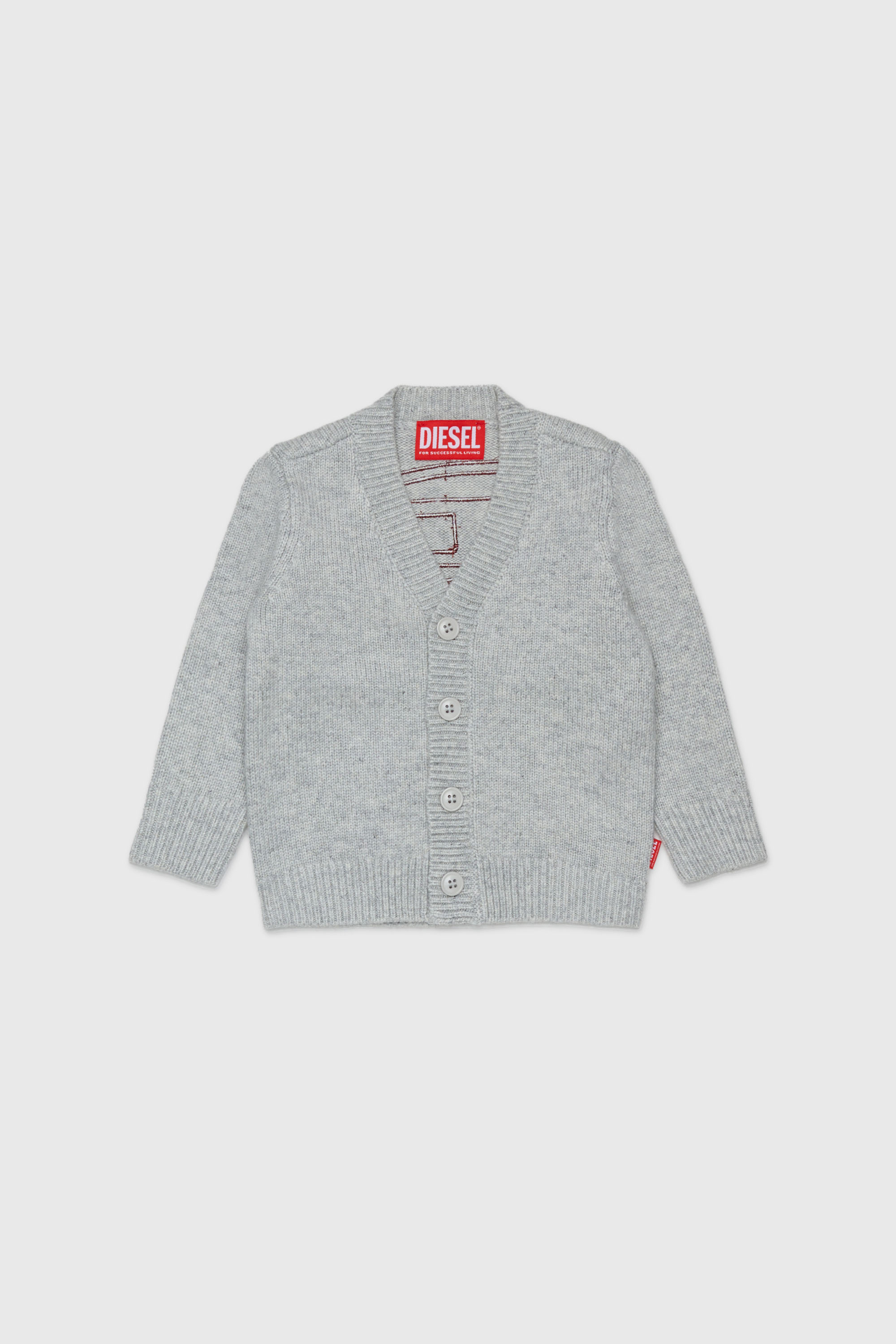 Diesel - KOLYB, Man's Cashmere-enriched cardigan with big Oval D in Grey - 1