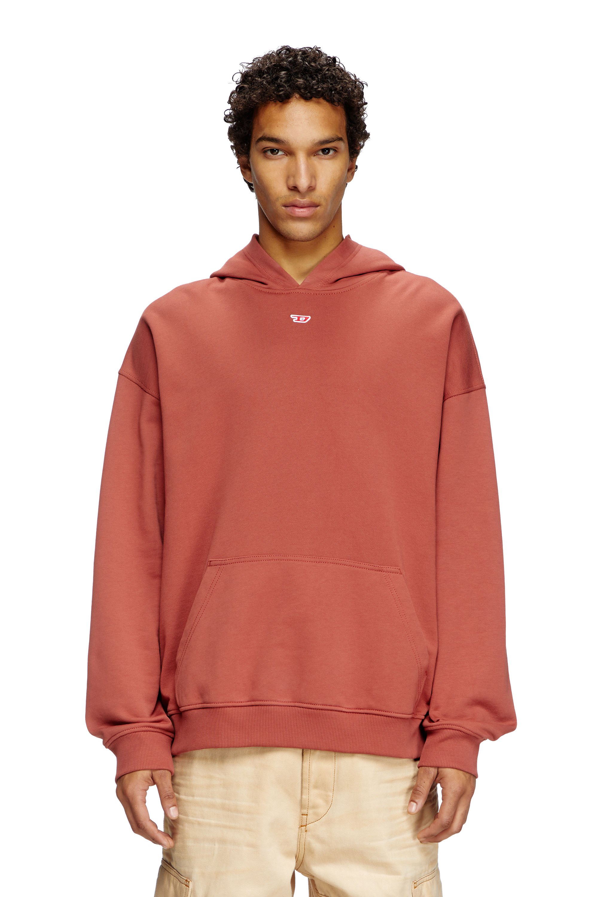 Diesel - S-BOXT-HOOD-D, Man's Hoodie with D logo patch in Red - 1