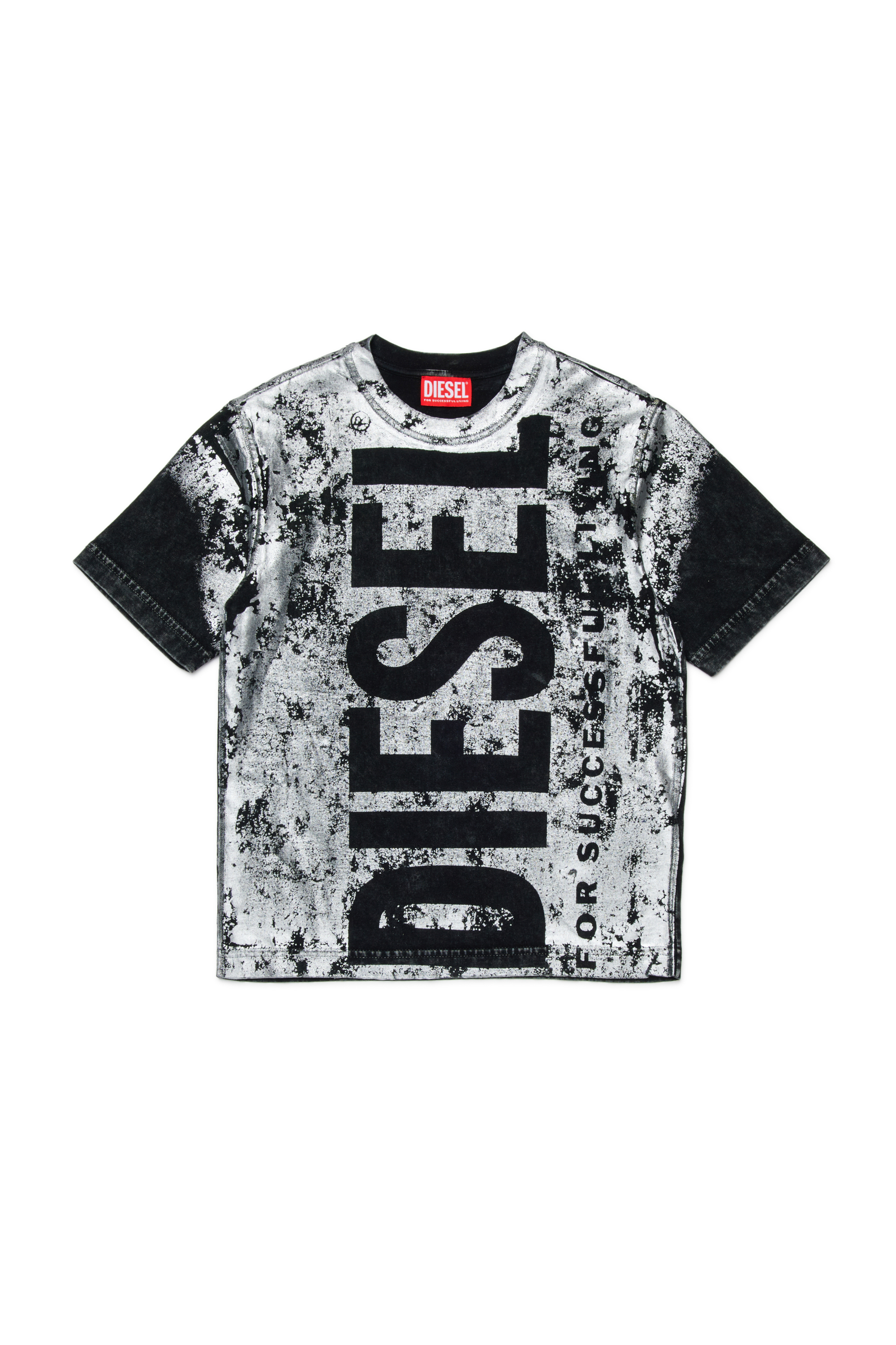 Diesel - TABOXTAR2 OVER, Man's T-shirt with chalk-effect print in Black - 1