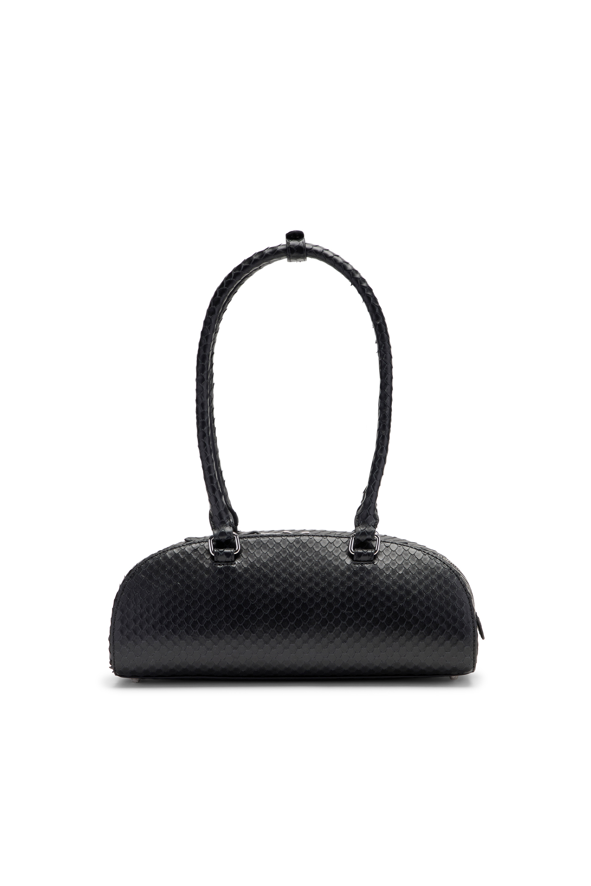 Diesel - 1DR DOME SHOULDER EW, Woman's 1DR Dome-Elongated bowling bag in textured leather in Black - 3