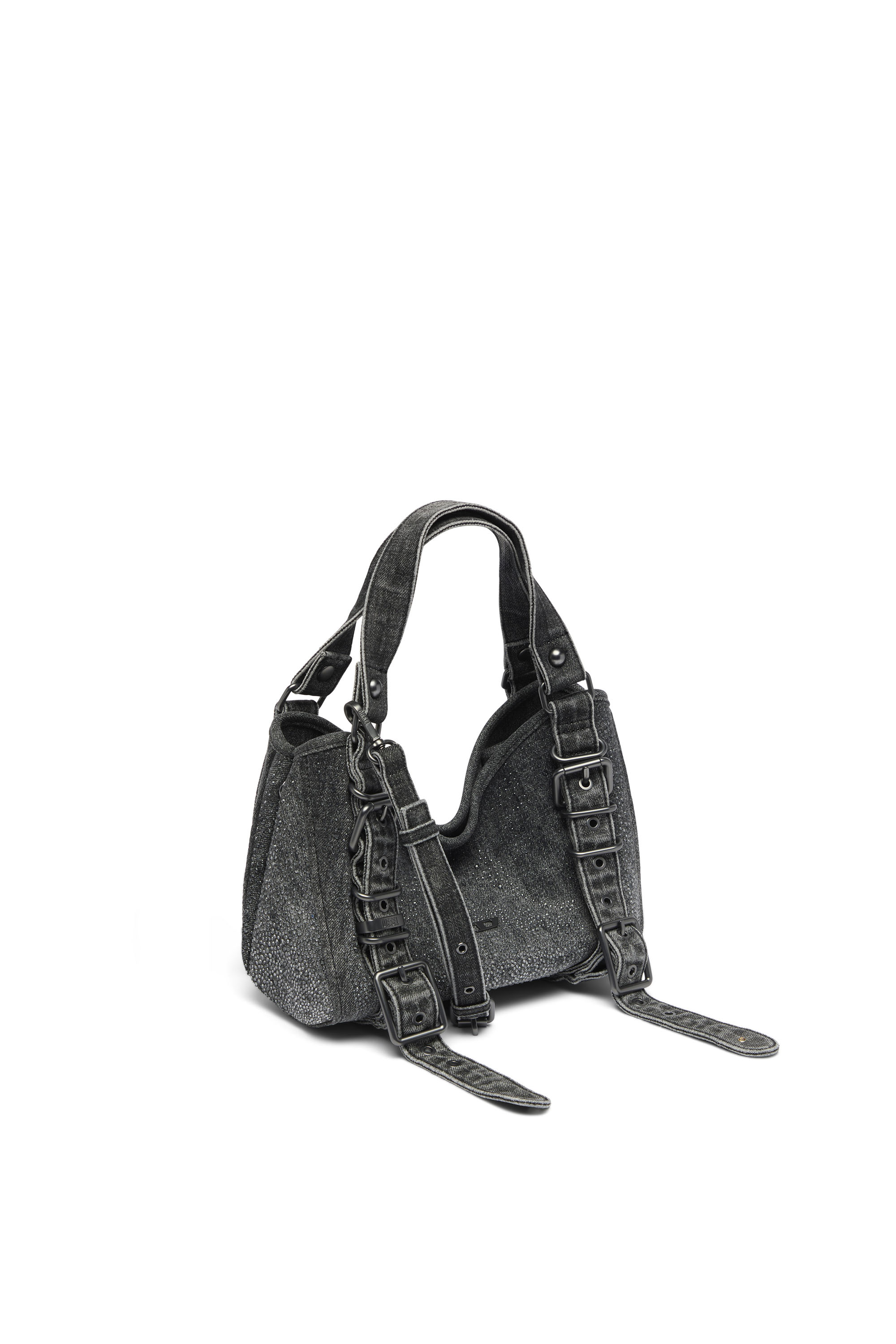 Diesel - D-ONE TOPHANDLE S, Woman's D-One-Small top-handle bag in crystal solarised denim in Black - 4