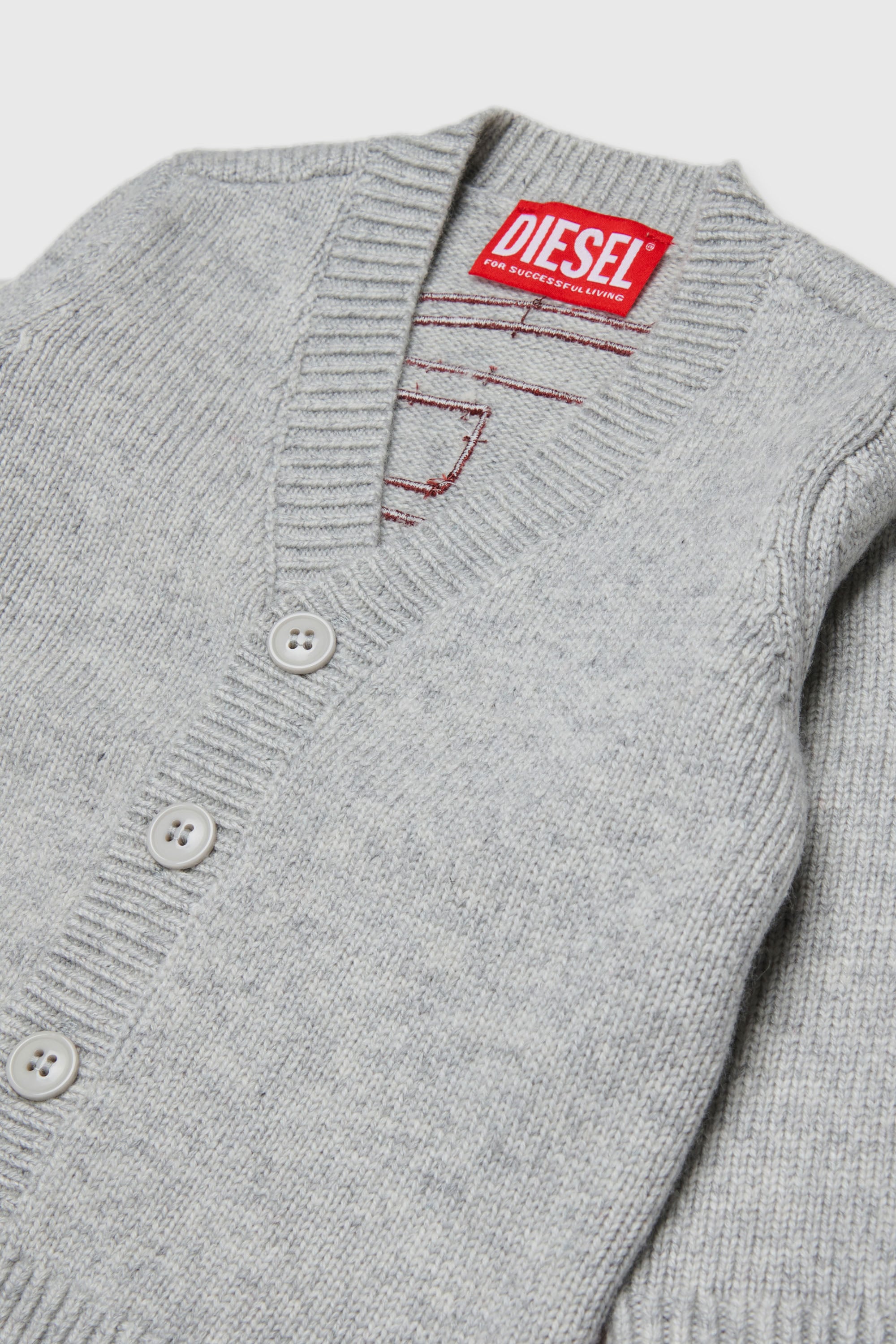 Diesel - KOLYB, Man's Cashmere-enriched cardigan with big Oval D in Grey - 3