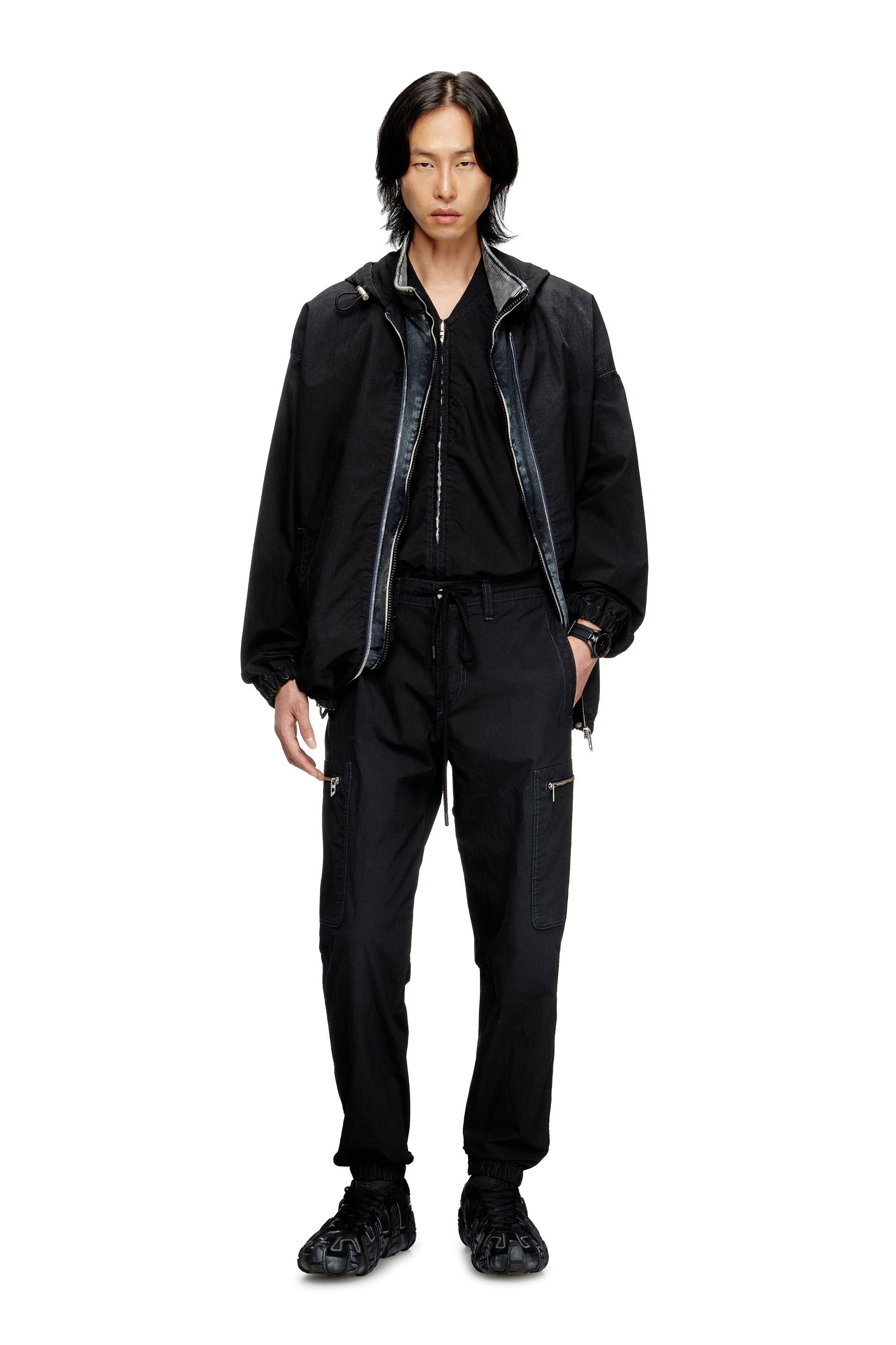 Diesel - S-D-GRIFFE LOW, Man's S-D-Griffe - Nylon sneakers in Black/Blue - 7