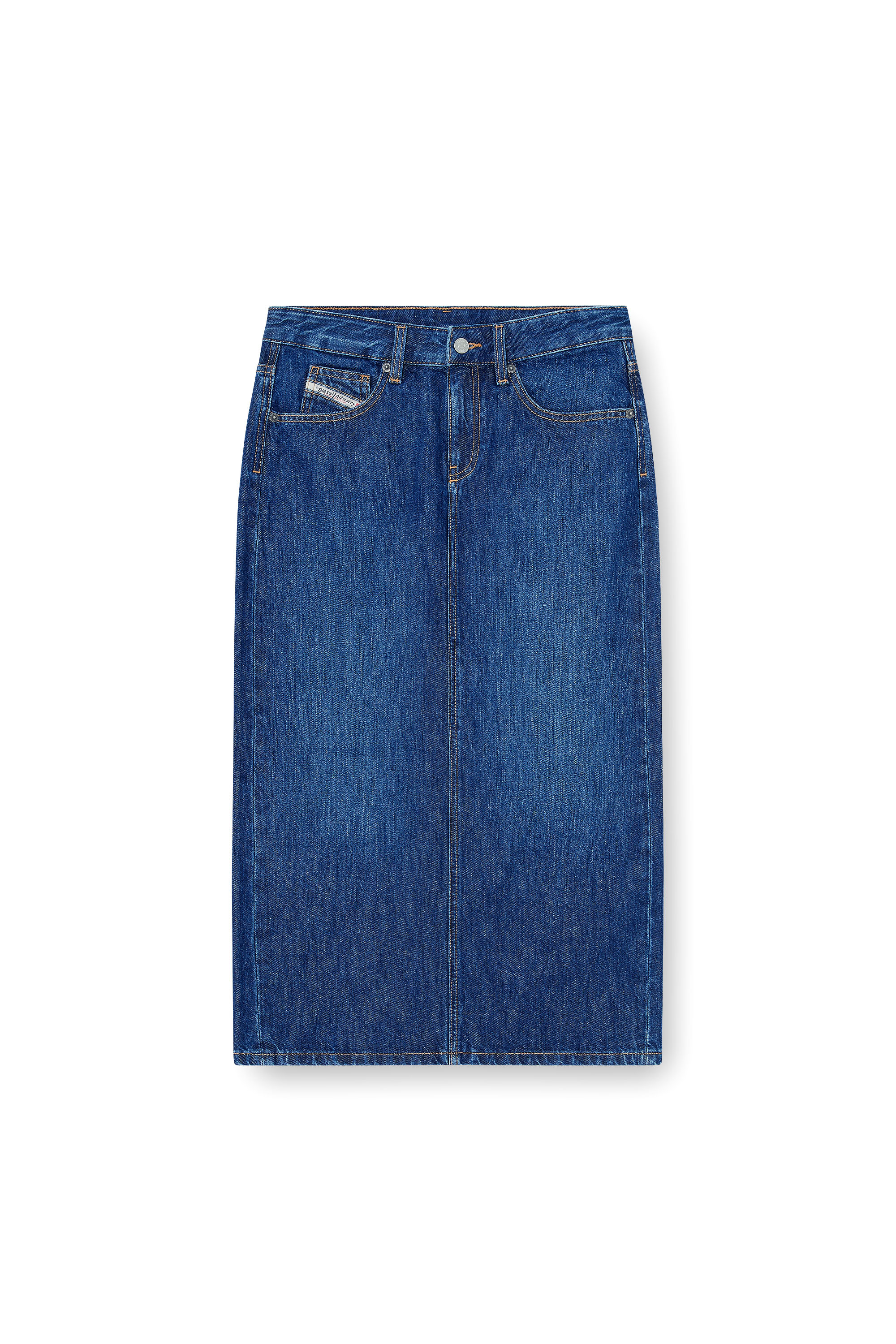 Diesel - DE-SKYE-D, Woman's Denim midi skirt in Medium blue - 3