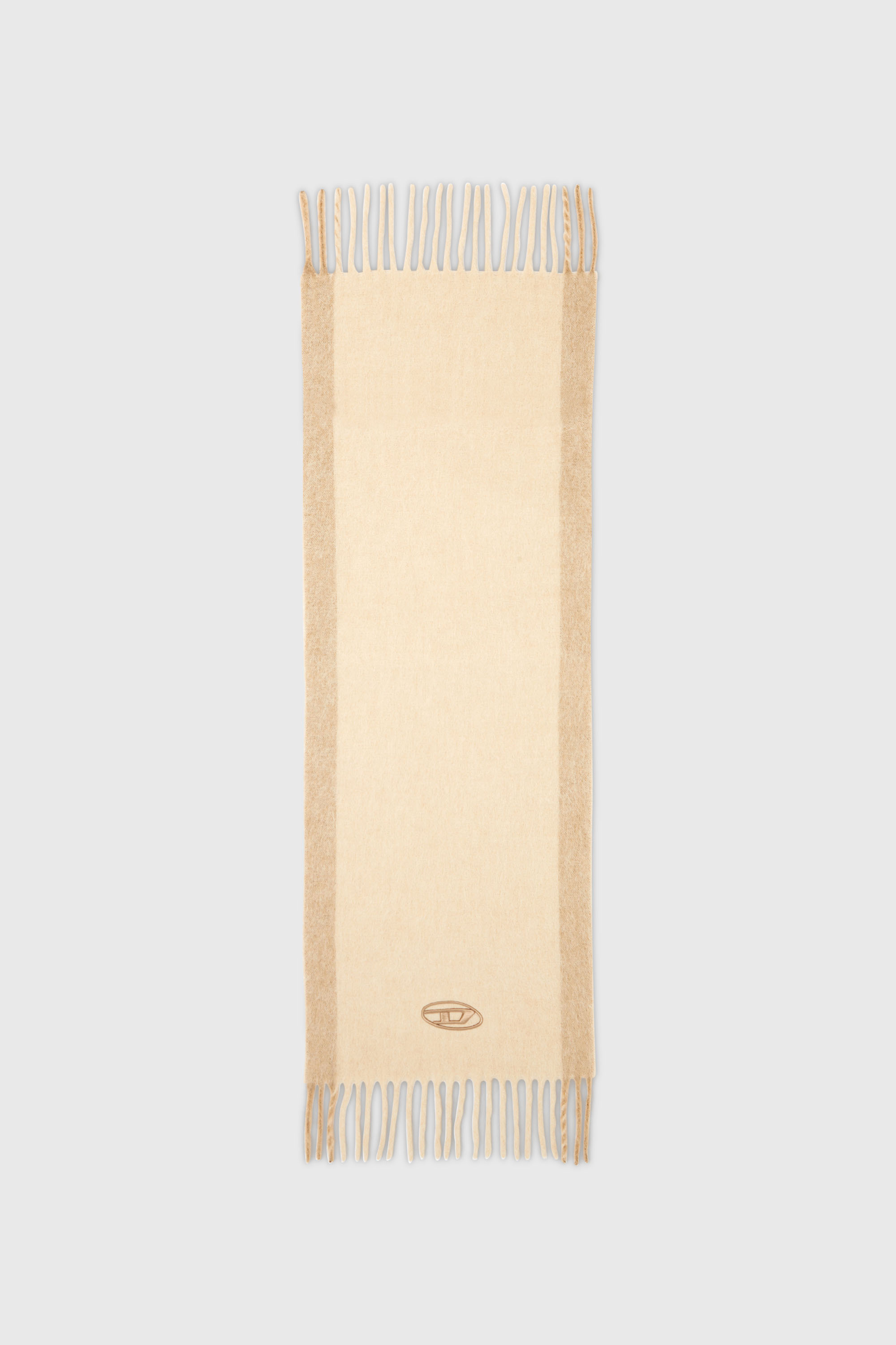Diesel - S-OLID, Man's Wool-blend scarf with contrast stripes in Beige - 2