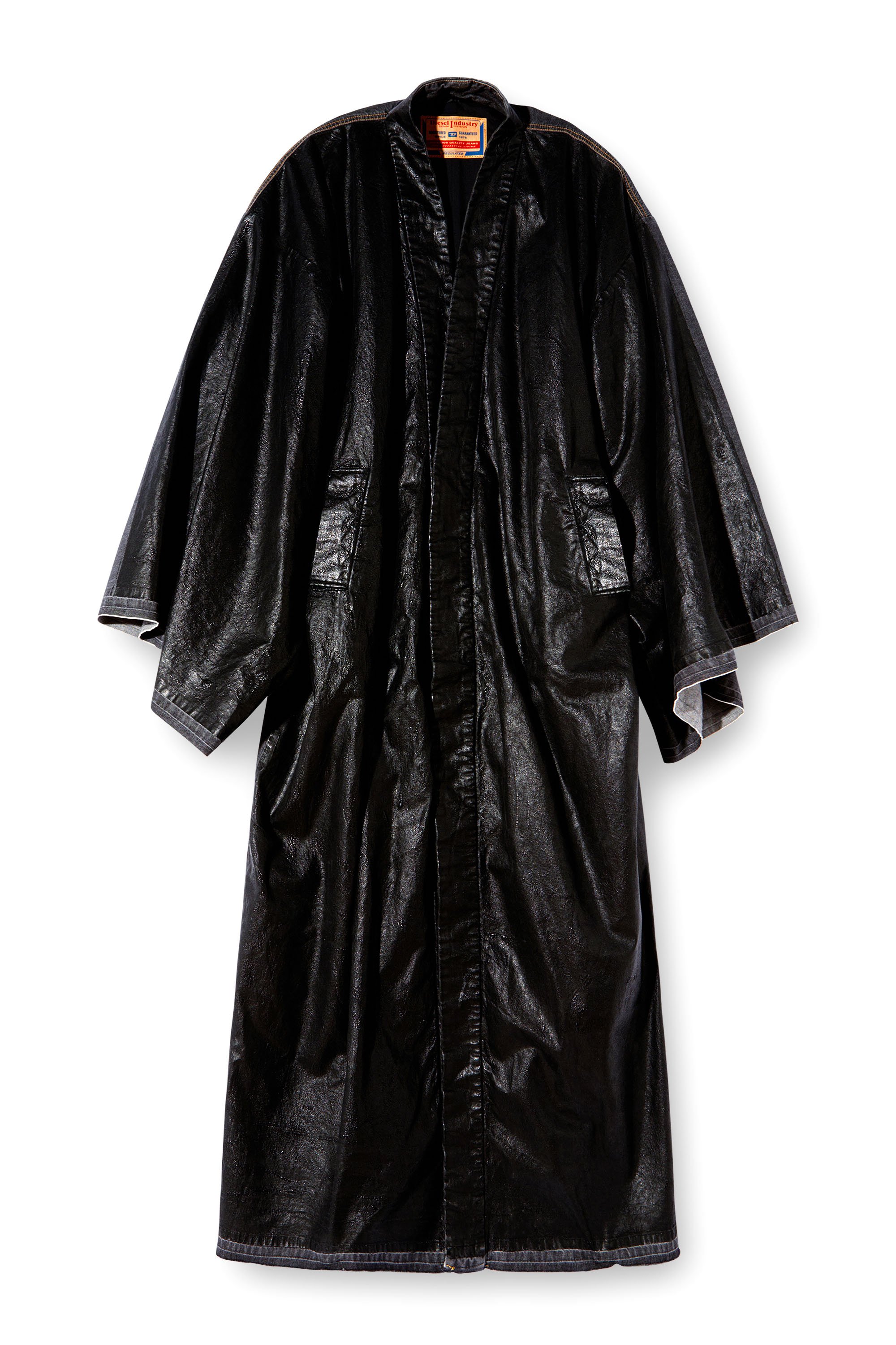 Diesel - D-D-KIM, Unisex's Denim kimono coat with coated front in Black - 8