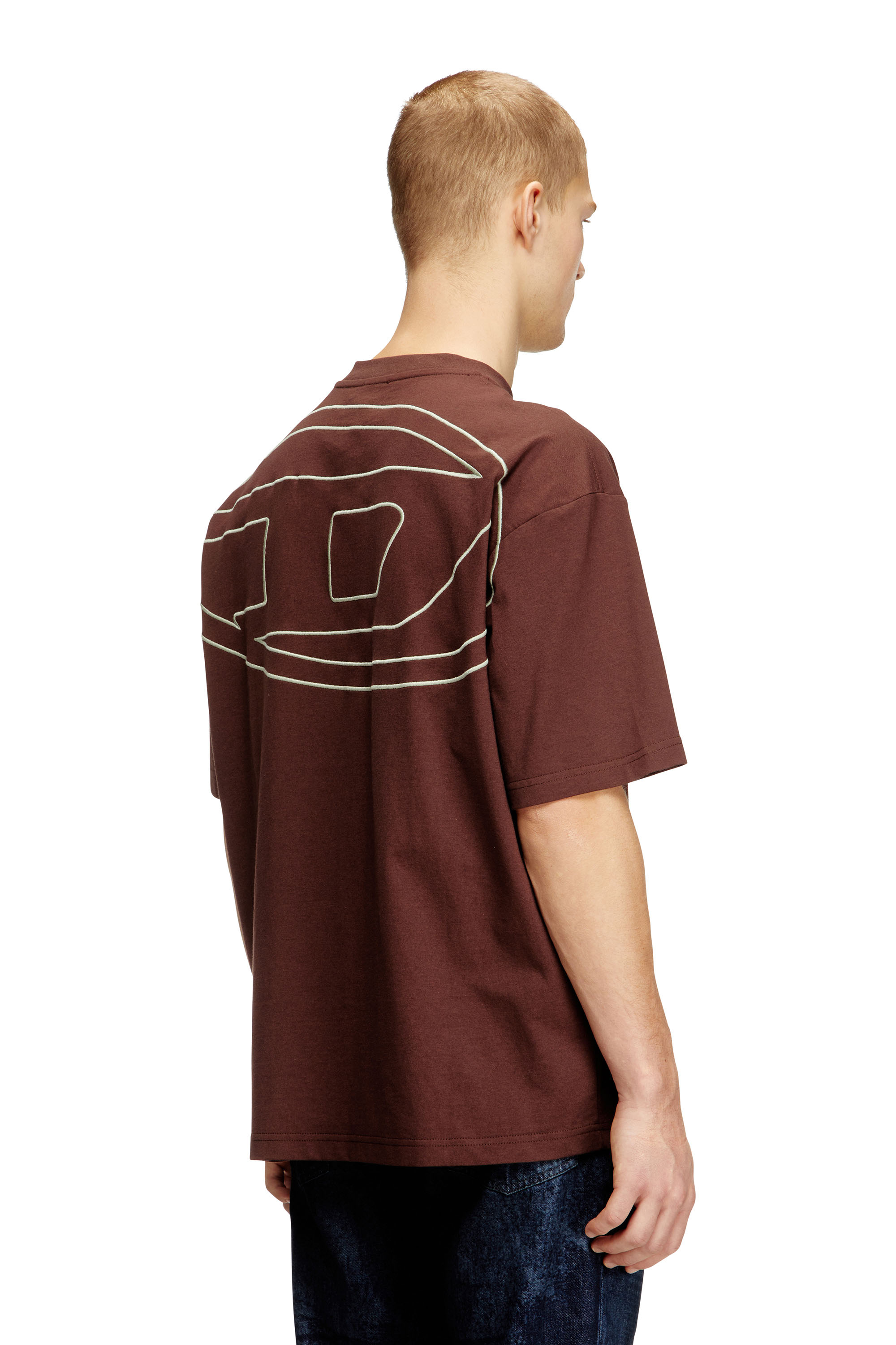 Diesel - T-BOGGY-MEGOVAL-D, Man's T-shirt with maxi oval D embroidery in Brown - 4