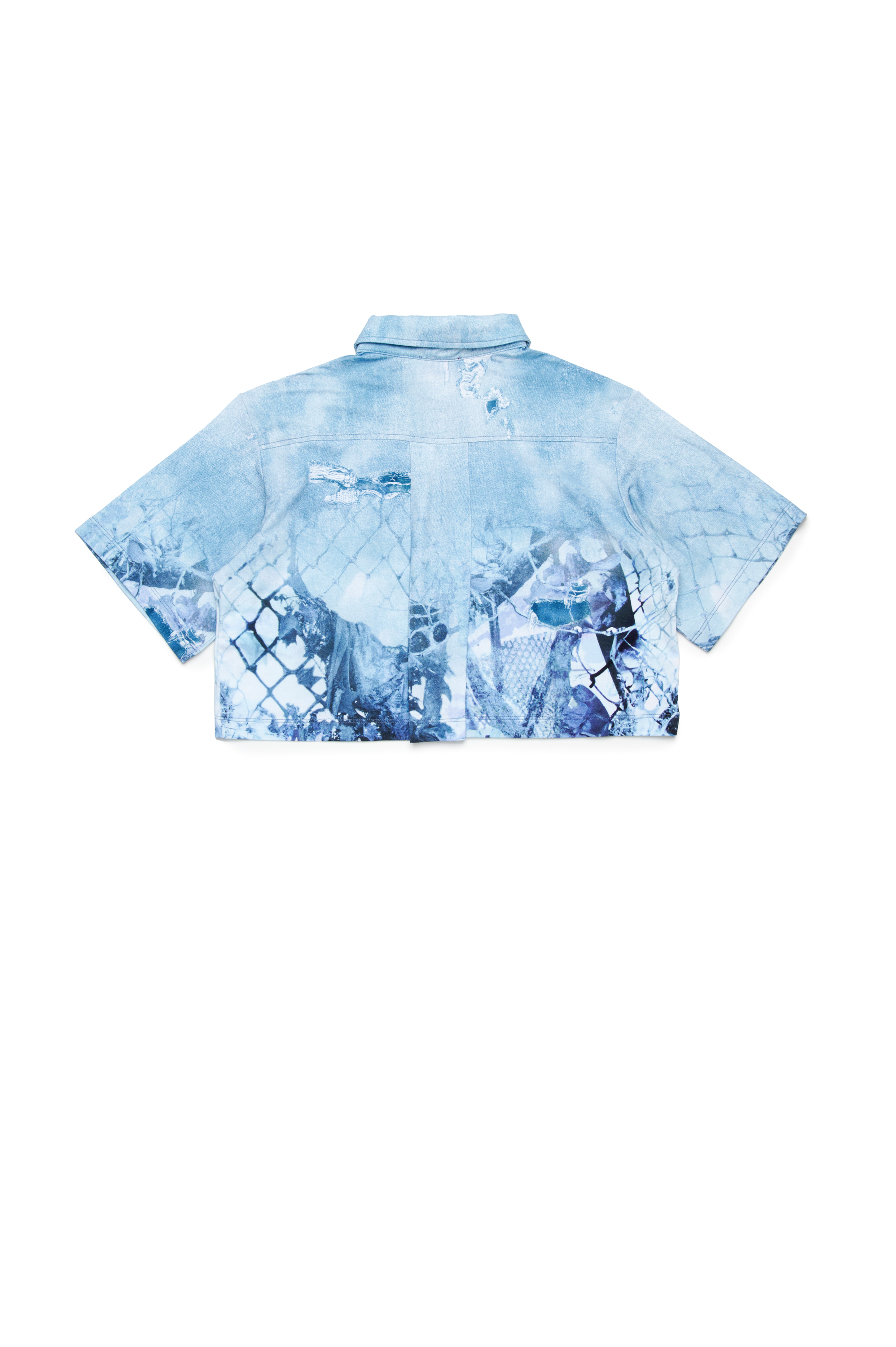 Diesel - CERDY, Woman's Cropped shirt with Camouflower print in Light Blue - 2