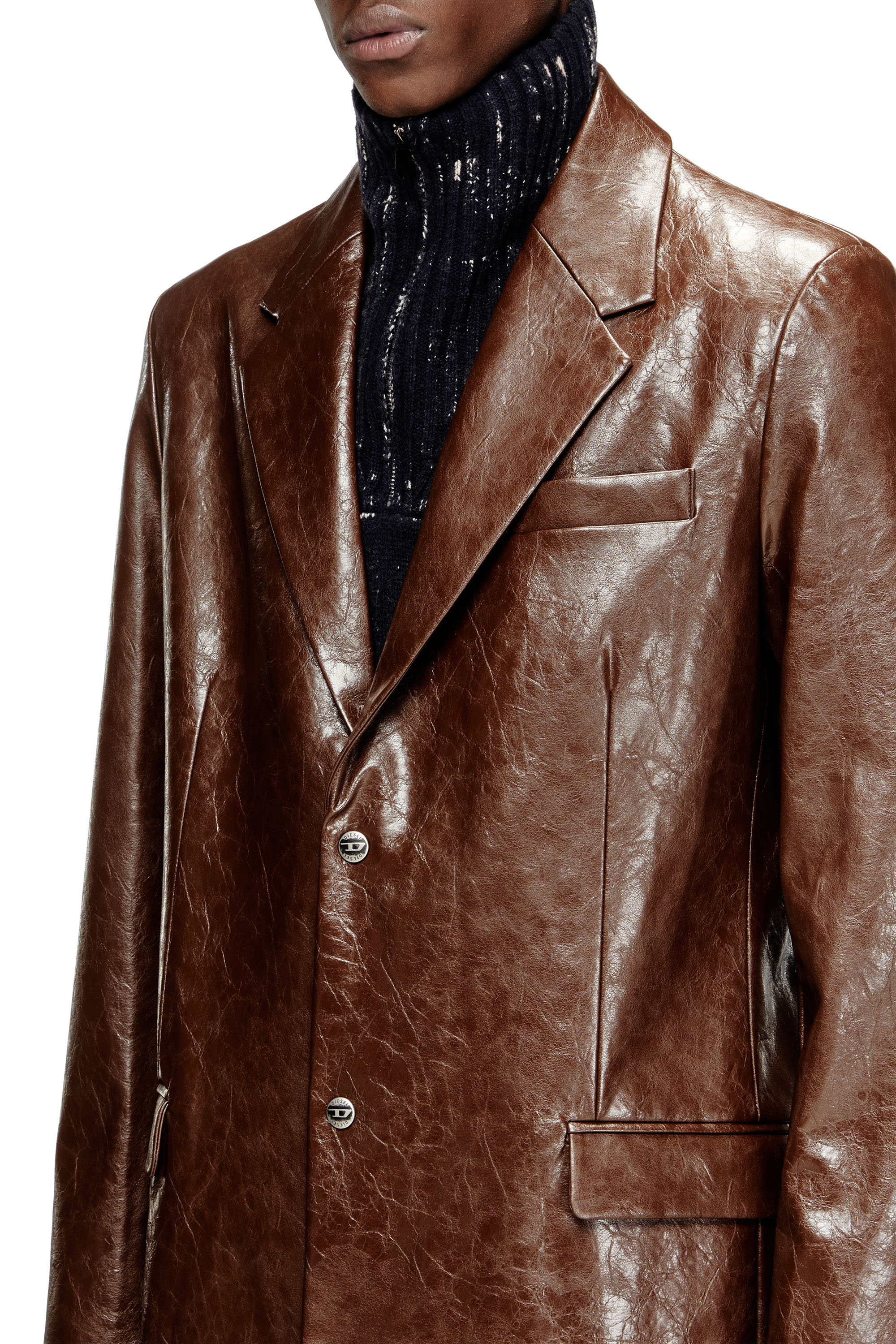 Diesel - J-CREED-COAT, Man's Coat in textured coated fabric in Brown - 5