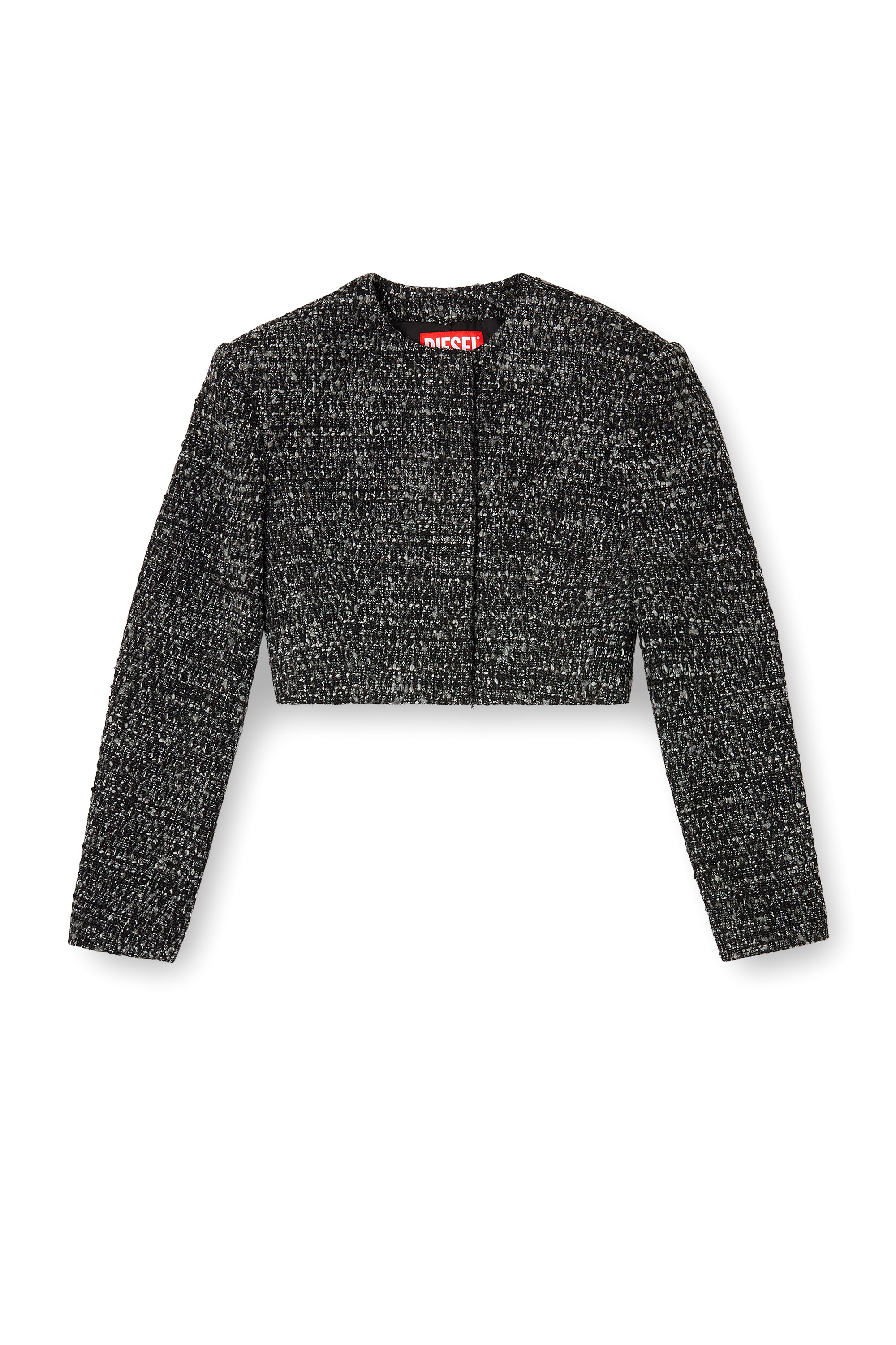 G-CROP-G, Black Diesel - G-CROP-G, Woman's Cropped jacket in bouclé fabric in Black - 2