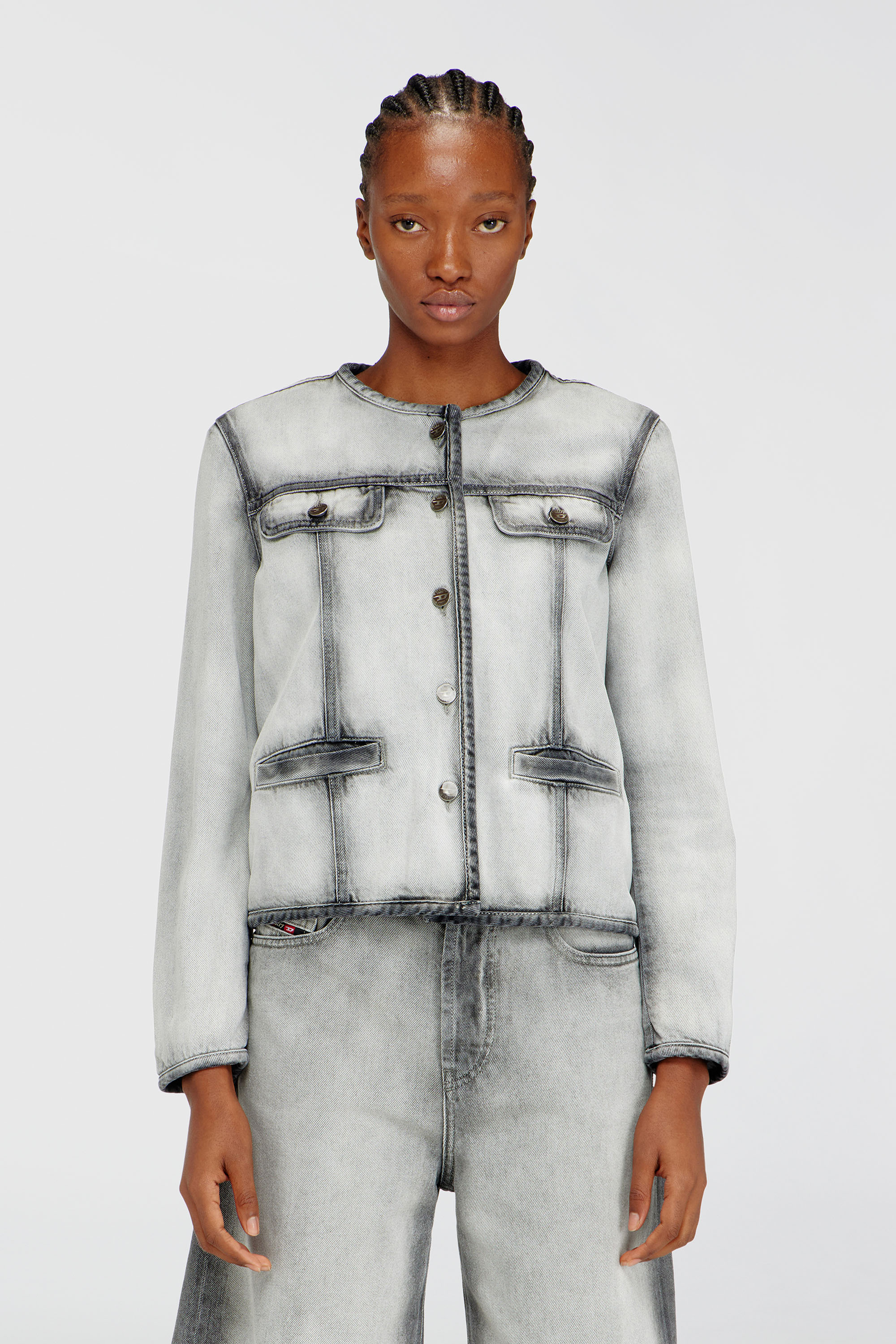 Diesel - DE-GRAFY-FSI, Woman's Jacket in soft skeleton denim in Grey - 3