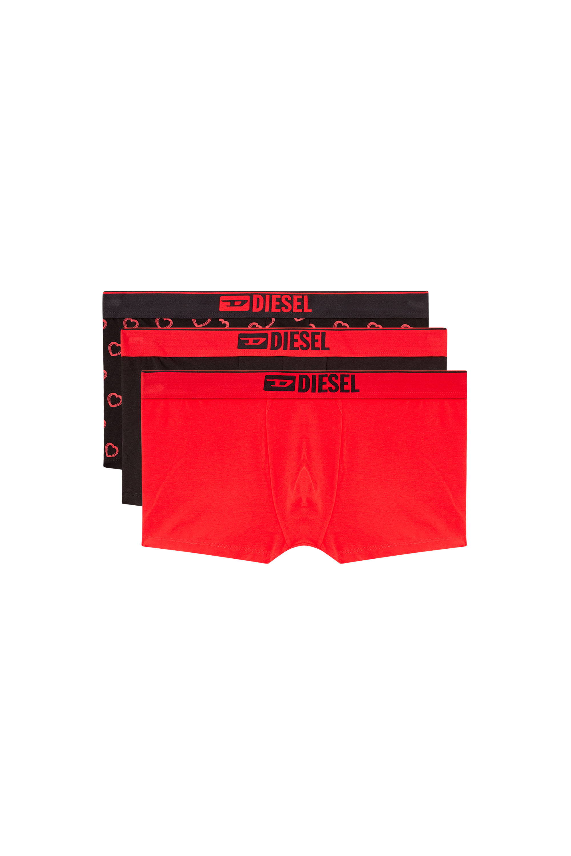 Diesel - DAMIEN-GFT-3PACK, Man's Three-pack boxer briefs with heart motif in Red/Black - 1