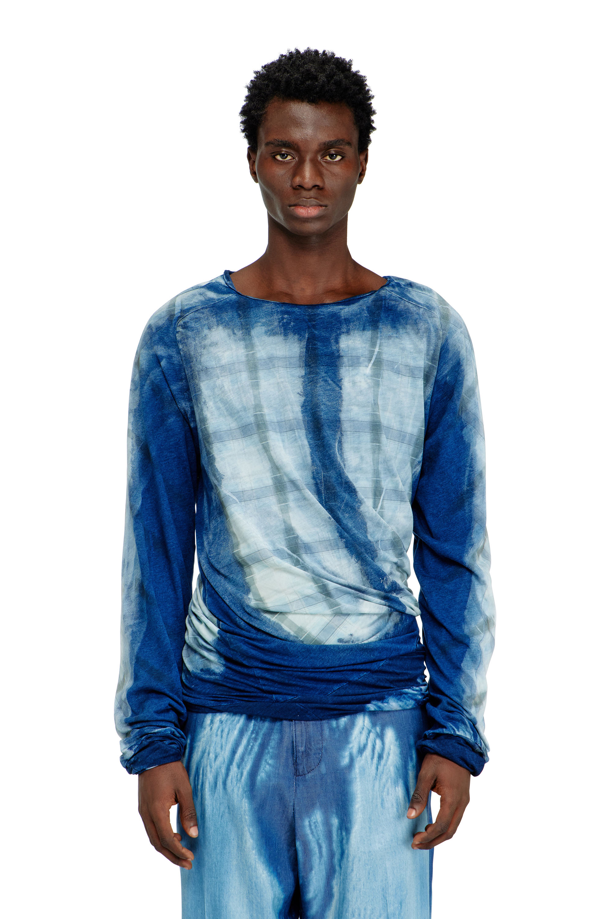 Diesel - T-ANTON-A, Man's Twisted layered top with X-ray effect in Blue - 1