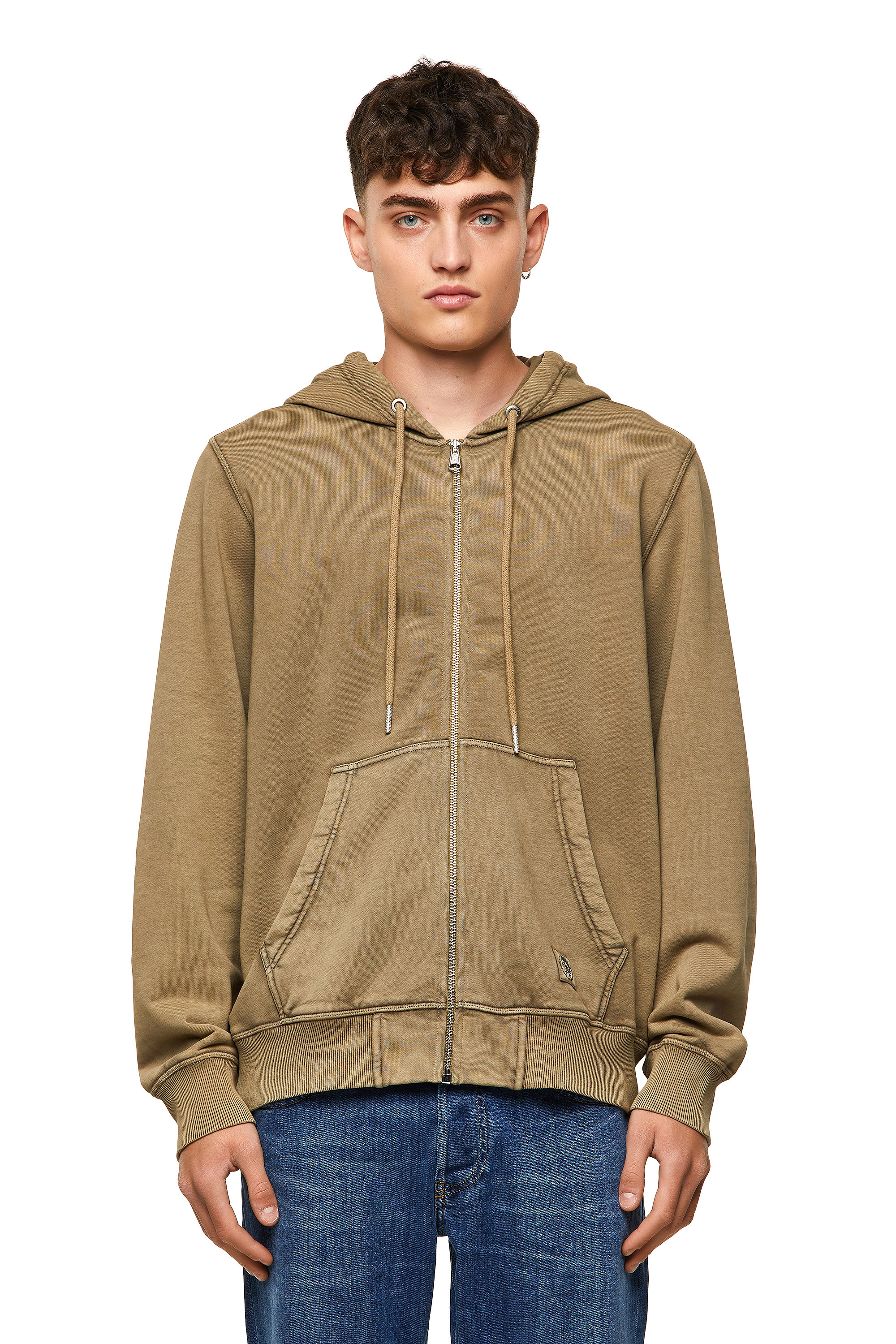 S-GIRK-HOOD-ZIP-MOHI, Light Brown - Sweaters