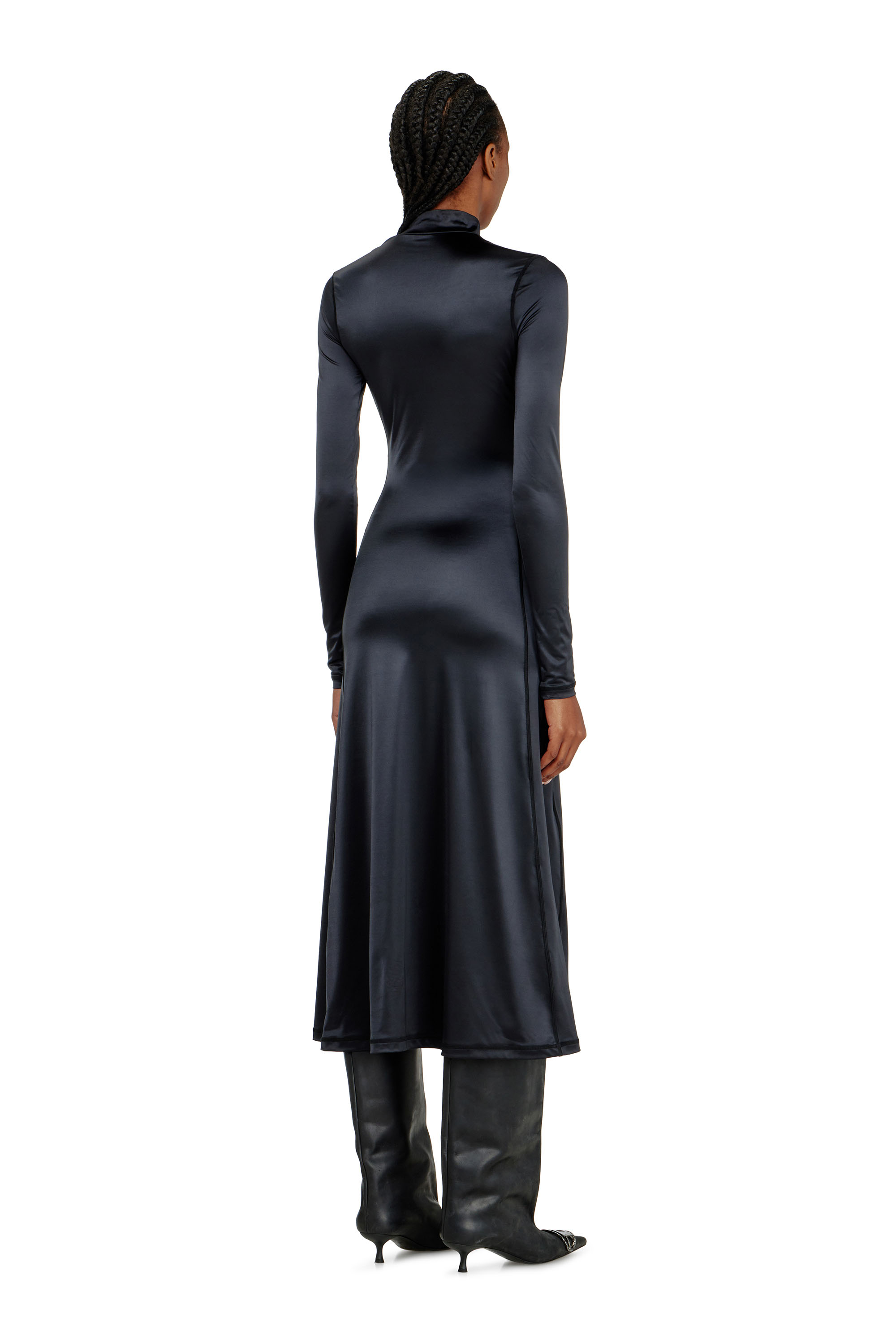 Diesel - D-UNGO, Woman's Fluid midi dress with turtle neck in Black - 4