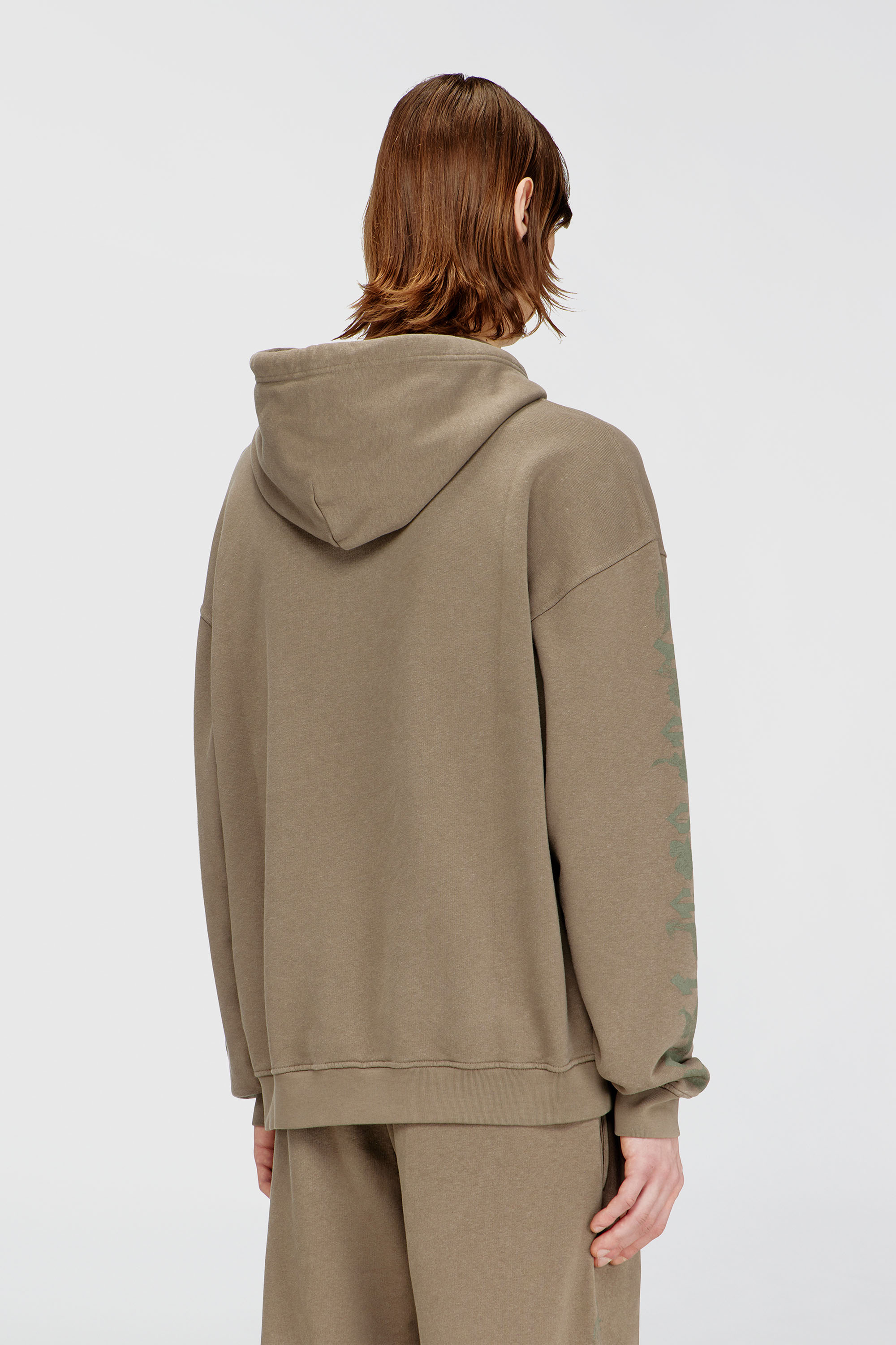 Diesel - S-GRIFFON, Man's Treated hoodie with griffin print in Light Brown - 4