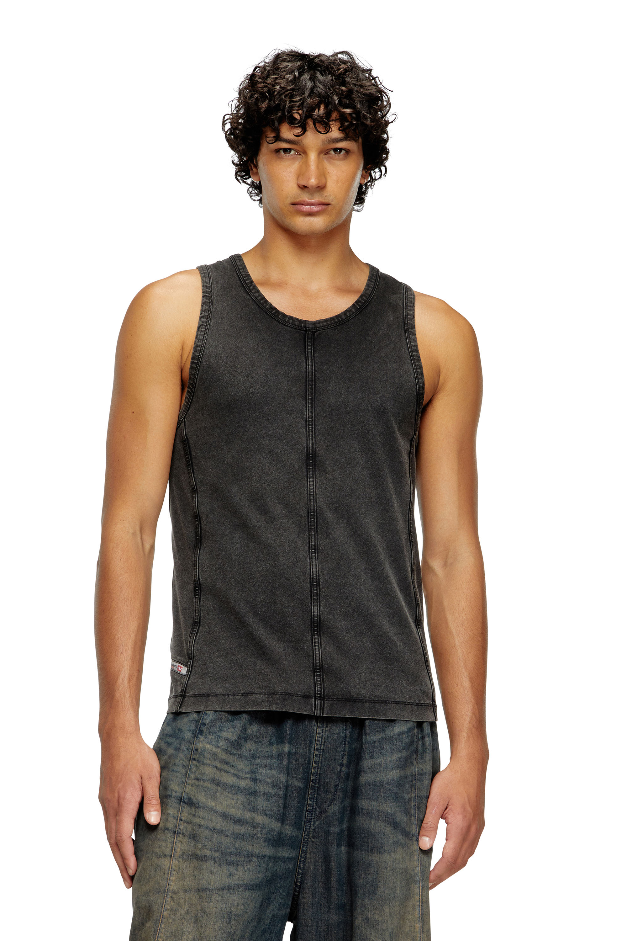 Diesel - T-MELY-SL, Man's Tank top in denim-look jersey in Black - 3