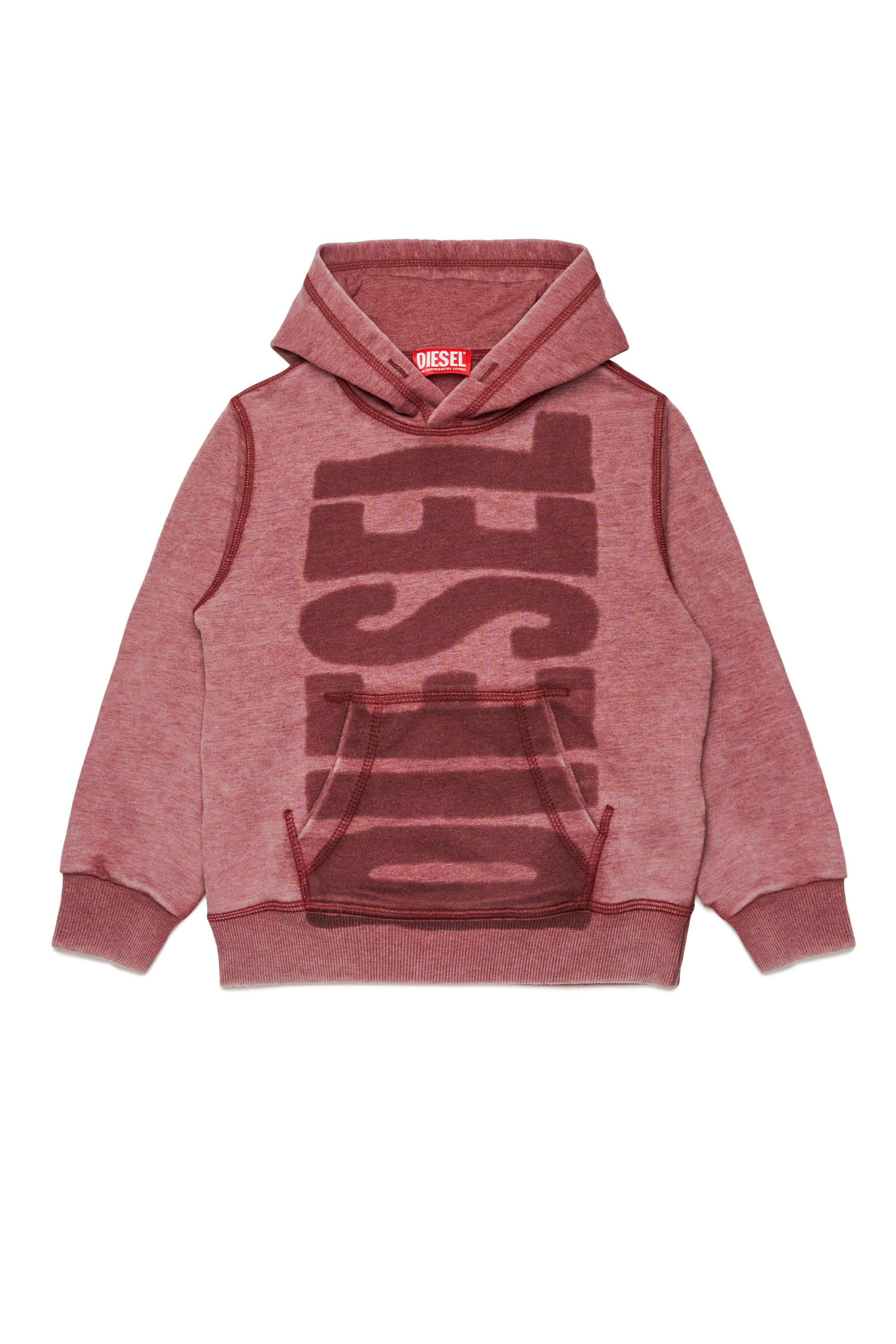 Diesel - SGINNHOODL1 OVER, Man's Burnout hoodie with logo in Red - 1